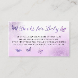 Cute Boho Purple butterfly books for baby ticket Enclosure Card