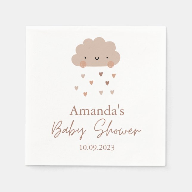Cute Boho Rain Cloud Baby Shower  Napkins (Front)
