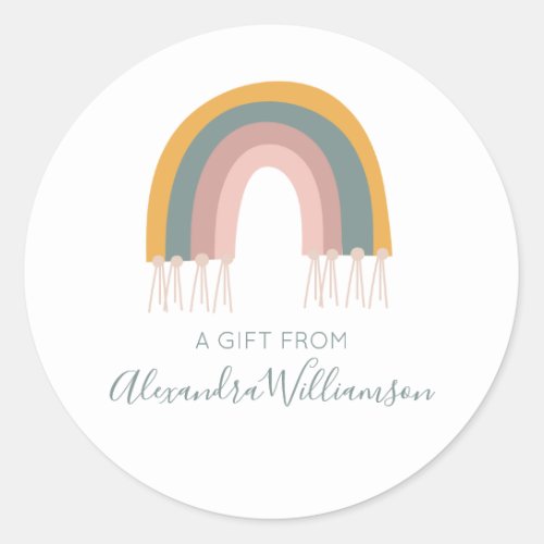 Cute Boho Rainbow A Gift From Personalized Classic Round Sticker
