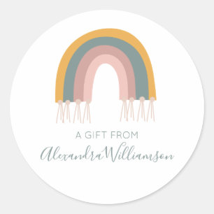 Cute Boho Rainbow A Gift From Personalized Classic Round Sticker