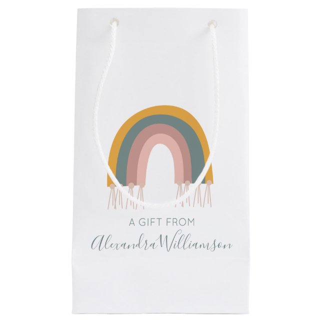 Cute Boho Rainbow A Gift From Personalized Small Gift Bag (Front)