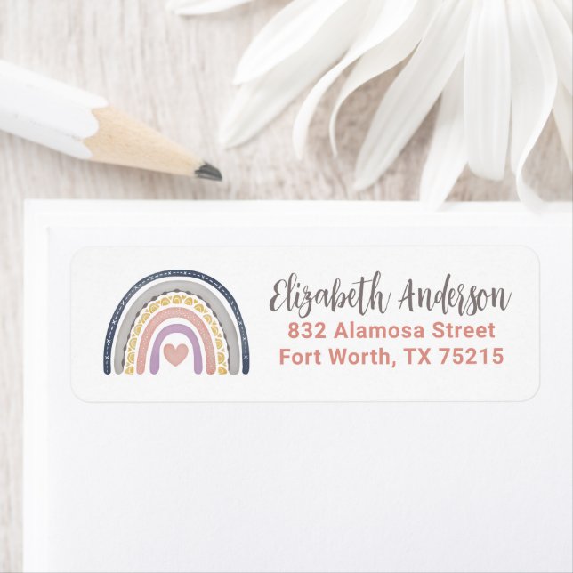 Cute Boho Rainbow Baby Shower Label (Insitu)