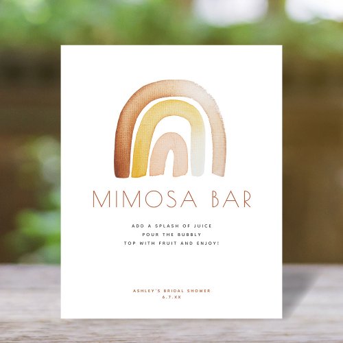 Cute Boho Rainbow Baby Shower Mimosa Bar Sign