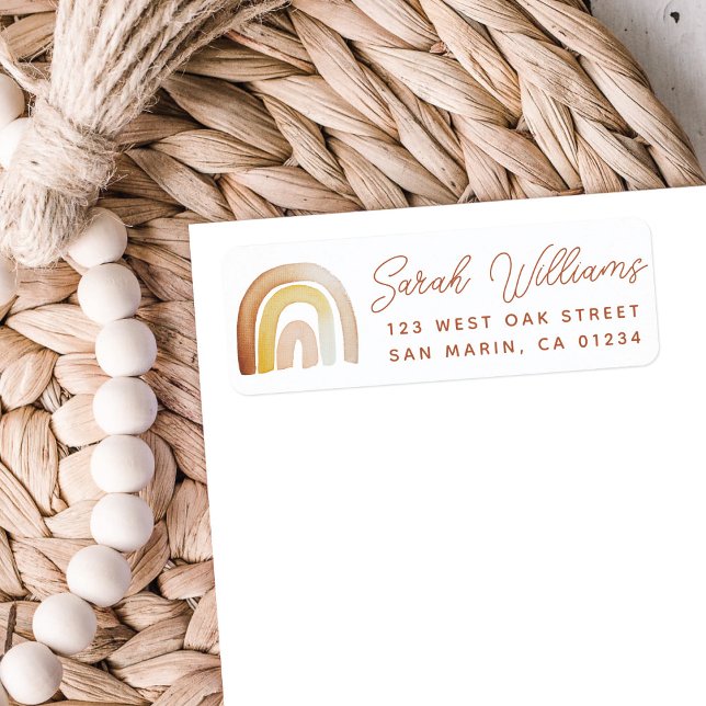 Cute Boho Rainbow Baby Shower Return Address Label (Creator Uploaded)
