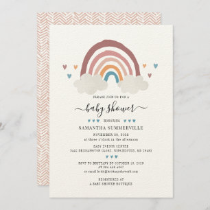 Cute Boho Rainbow Baby Shower Script Invitation