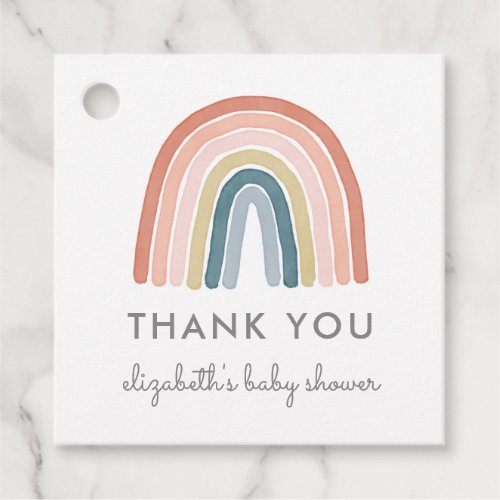 Cute Boho Rainbow Baby Shower Thank You Coral Favor Tags