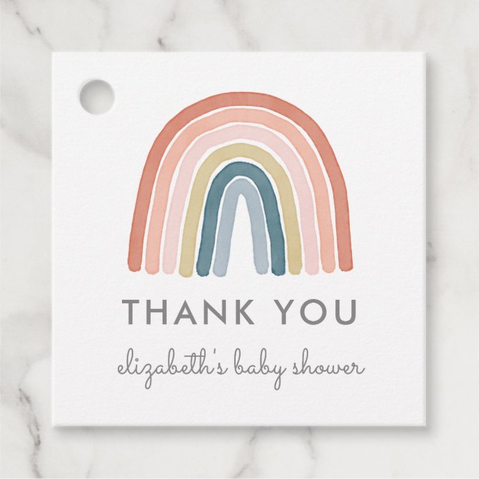 Cute Boho Rainbow Baby Shower Thank You Favor Tags
