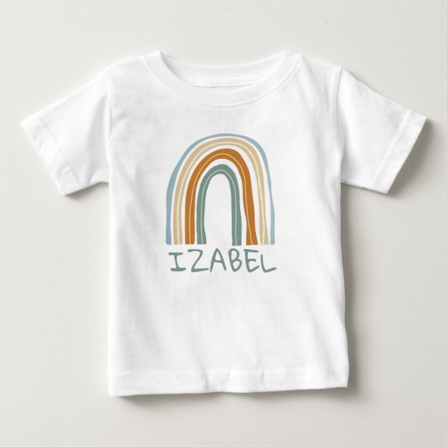 Cute boho rainbow baby top with custom name (Front)