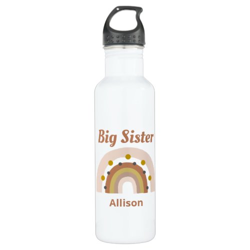 Cute Boho Rainbow Big Sister Personalized Stainless Steel Water Bottle