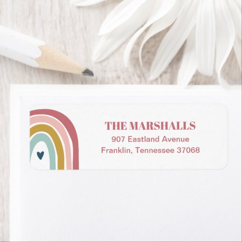 Cute Boho Rainbow Blush Peach Birthday Address Label