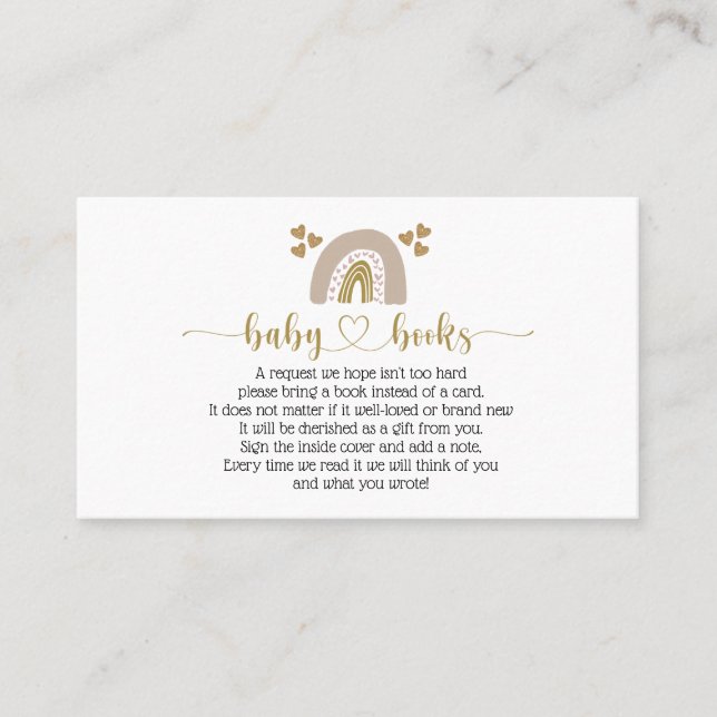 Cute Boho Rainbow Book Request Baby Shower Card (Front)