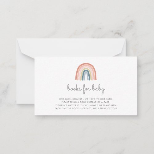 Cute Boho Rainbow Books for Baby Shower Coral Note Card