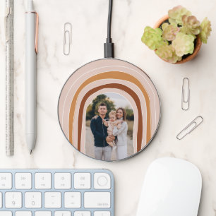 Cute Boho Rainbow Custom Your Photo Wireless Charger