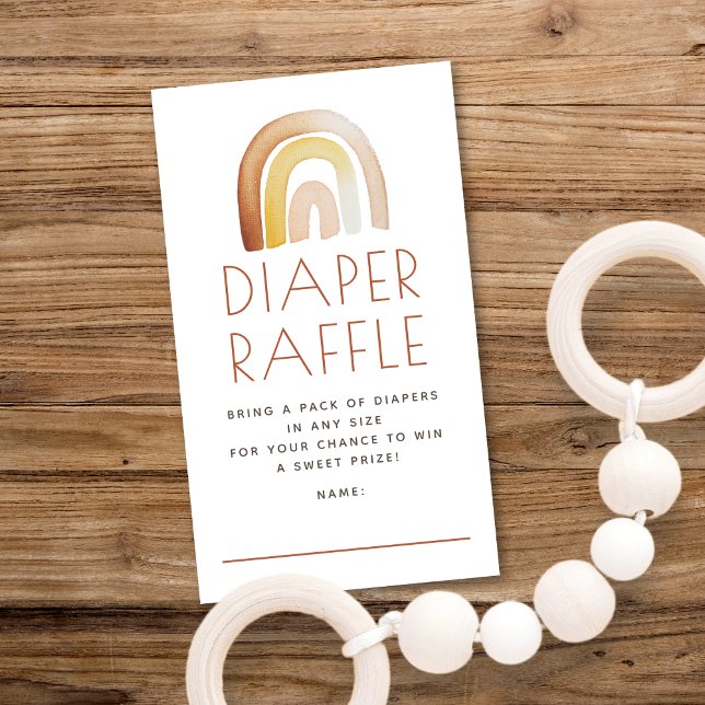 Cute Boho Rainbow Diaper Raffle Baby Shower Enclosure Card (Creator Uploaded)