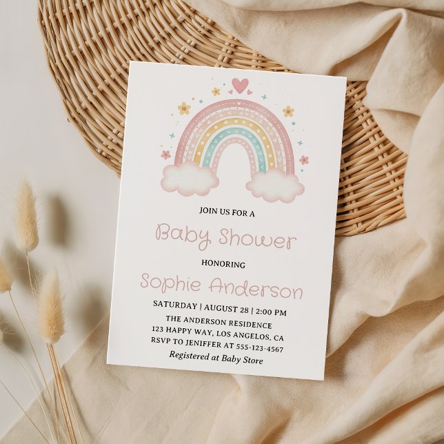 Cute Boho Rainbow - Gender Neutral Baby Shower    Invitation (Creator Uploaded)