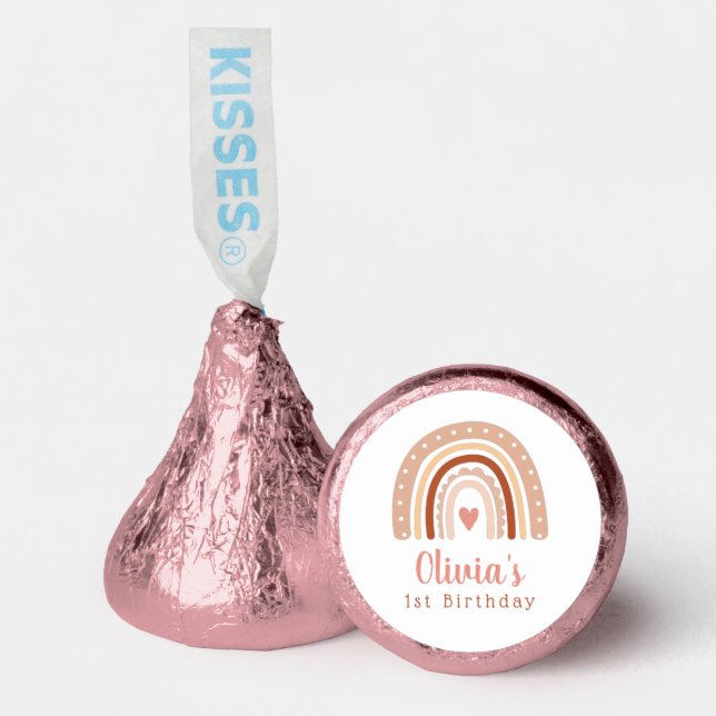 Cute Boho Rainbow Girls First Birthday   Hershey®'s Kisses® (Front)