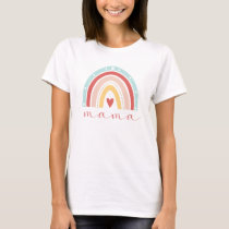 Cute Boho Rainbow Heart Mama Mom Mothers Day T-Shirt