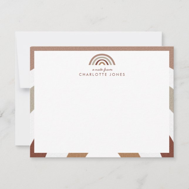 Cute Boho Rainbow Kids Stationery Note Card (Front)