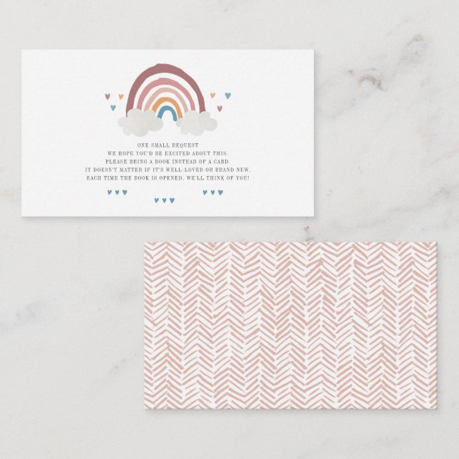 Cute Boho Rainbow Love Heart Books for Baby Shower Note Card (Front/Back)