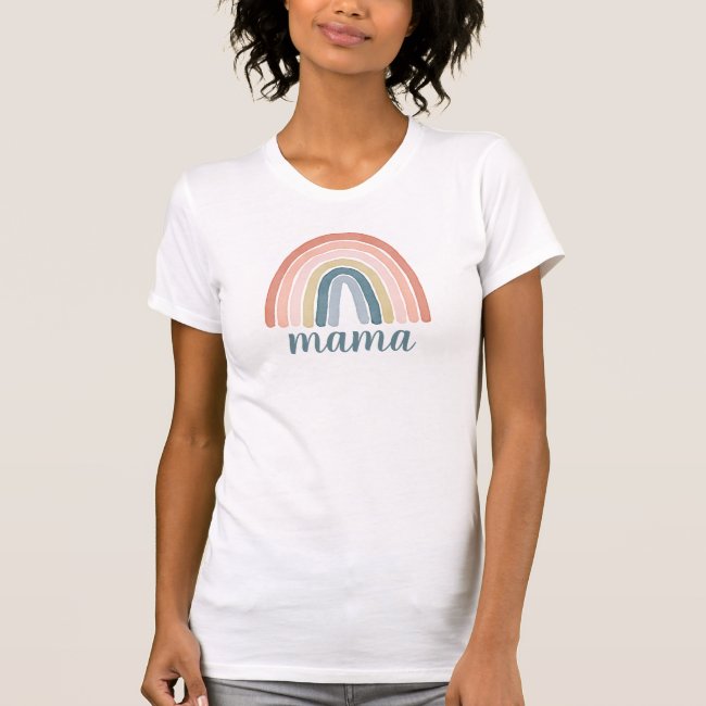 Cute Boho Rainbow Mama Script Matching T-Shirt