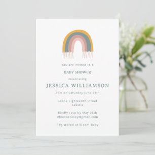 Cute Boho Rainbow Minimalist Baby Shower Invitation