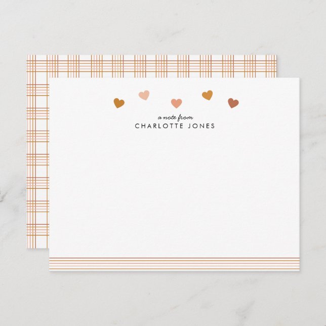 Cute Boho Rainbow Pattern Hearts Kids Stationery Note Card (Front/Back)