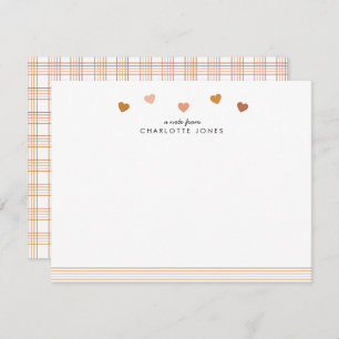 Cute Boho Rainbow Pattern Hearts Kids Stationery Note Card