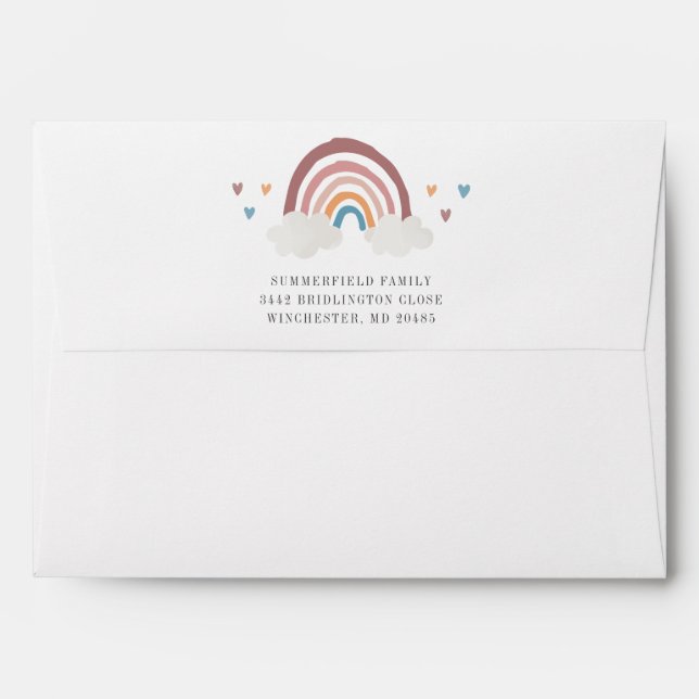 Cute Boho Rainbow Pattern Personalized Envelope (Back (Top Flap))