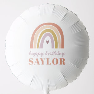 Cute Boho Rainbow Peach Birthday Balloon