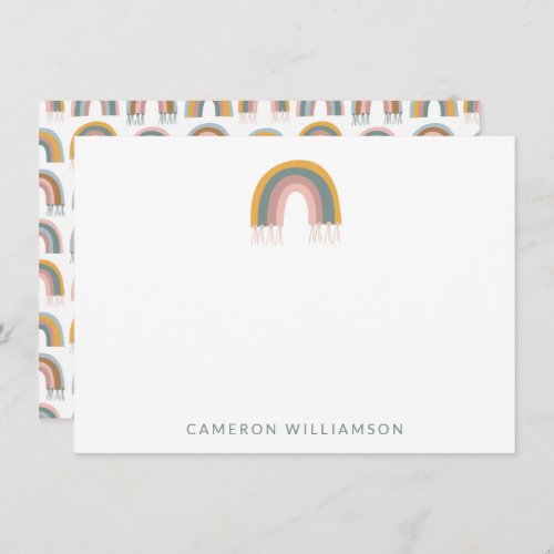 Cute Boho Rainbow Personalized Baby and Kids  Note Card