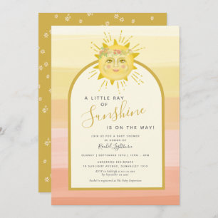 Cute Boho Rainbow Ray of Sunshine Baby Shower Invitation