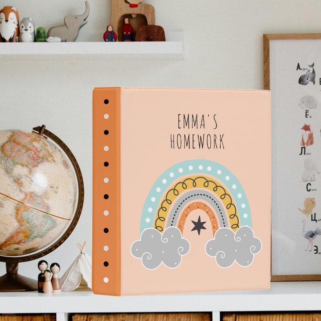 Cute Boho Rainbow School Homework Mini Binder (Creator Uploaded)