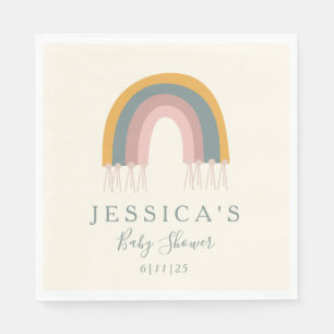 Cute Boho Rainbow Simple Baby Shower Custom Napkins