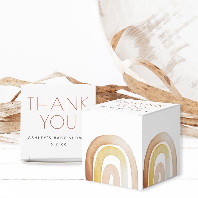 Cute Boho Rainbow Thank You Baby Shower Favor Boxes (Creator Uploaded)
