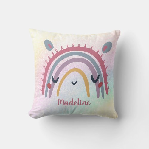 Cute Boho Rainbow  Throw Pillow