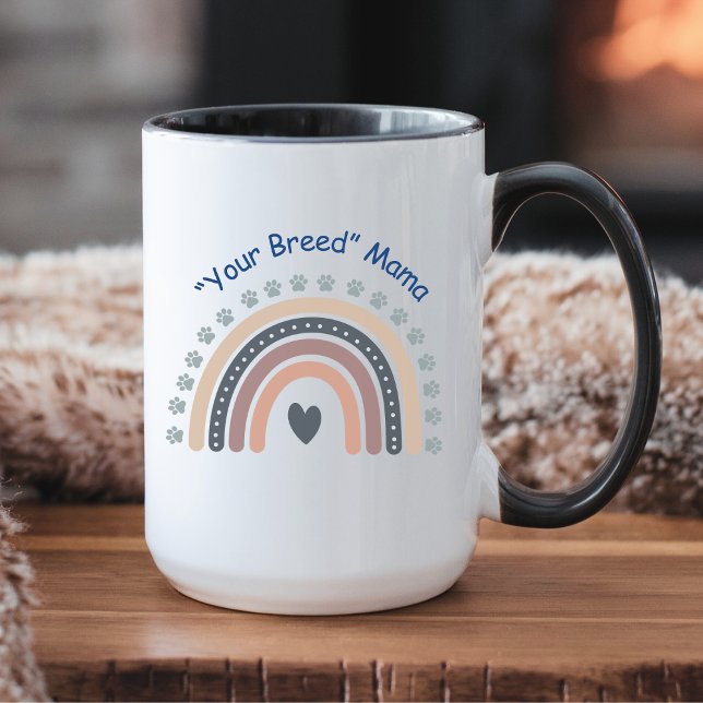 Cute Boho Rainbow With Dog Mug (Customize this mug with your favorite dog breed. Curl up by the fire and relax!)