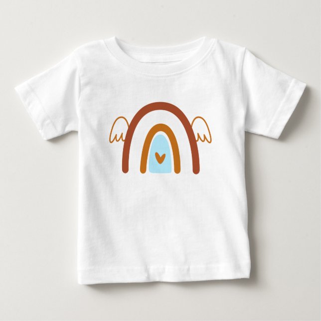 Cute Boho Rainbow with Personalized Name  Baby T-Shirt (Front)