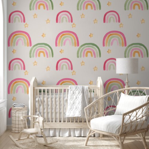 Cute Boho Rainbows and Stars Wallpaper