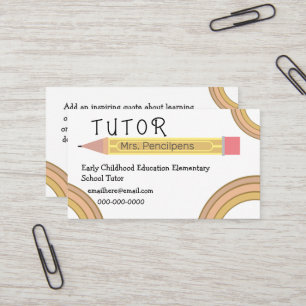Cute Boho Rainbows Tutor Teacher Business Card