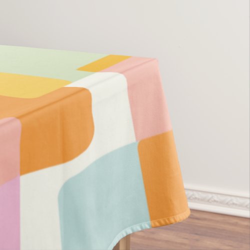 Cute Boho Retro Pastel Geometric Shape Art Tablecloth