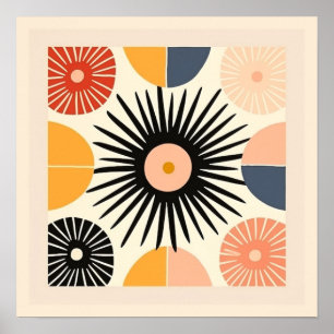 Cute Boho Retro Sun Colorful Poster