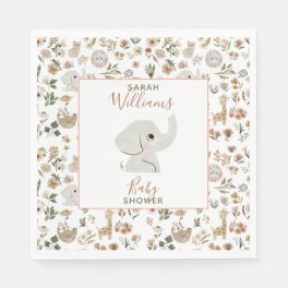 Cute Boho Safari Anamials Baby Shower Napkins