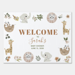 Cute Boho Safari Anamials Baby Shower Welcome Sign