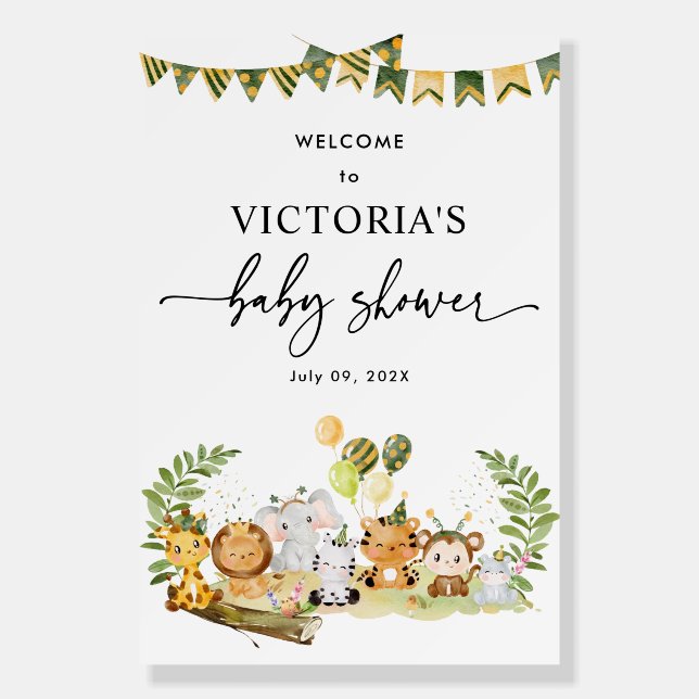 Cute Boho Safari Party Baby Shower Welcome Signs (Front)