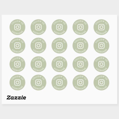 cute boho sage green custom instagram social media classic round sticker