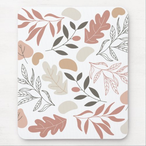 Cute Boho Seamless Leaves Pattern Mouse Pad