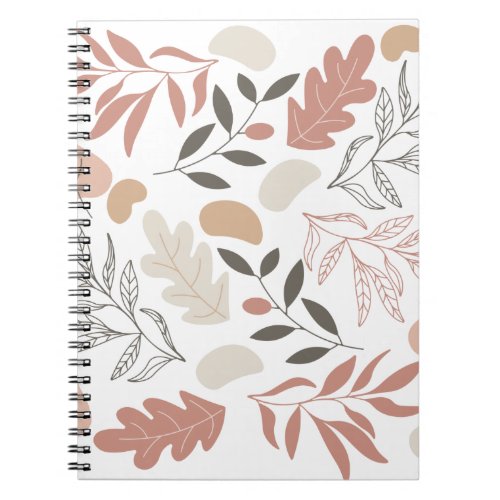 Cute Boho Seamless Leaves Pattern Notebook