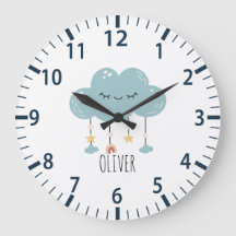 Cute Boho Style Lullaby Cloud Nursery Wall Clock