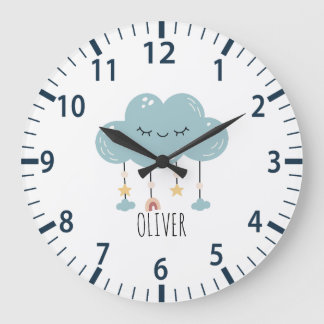 Cute Boho Style Lullaby Cloud Nursery Wall Clock