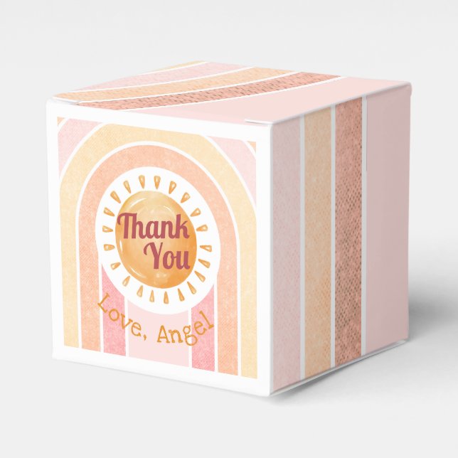 Cute Boho Sun Birthday Favor Boxes (Front Side)